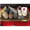 Image 1 : Native Wooden Tray Lot : Soap Stone Carvings, Mittens, Moccasins, etc !
