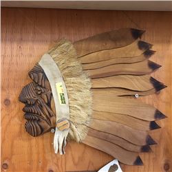 Wooden Indian Chief Wall Plaque