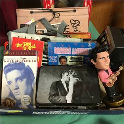 Elvis Presley Tray Lot - Collectibles (Lunch Box, Bobble Head, Drivers Lic, VHS, etc)