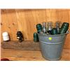 Image 1 : Galvanized Pail w/Insulators/Stems & Insulator Post Display