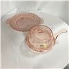 Image 2 : Pink Depression Glass Trivet with Lid ! + Platter