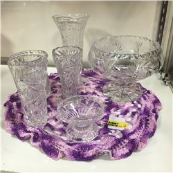 Crystal / Clear Glass Grouping (6 Pieces) Vases & Bowls