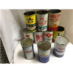 Group of 10 Quart Oil Tins (empty)