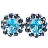 Image 1 : Natural SWISS BLUE TOPAZ & BLUE SAPPHIRE Earrings