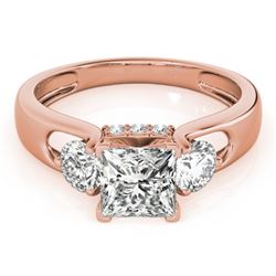1.35 CTW Certified VS/SI Princess Cut Diamond 3 Stone Ring 18K Rose Gold - REF-238W2F - 28033