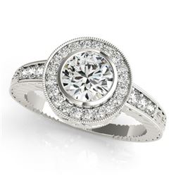 1.35 CTW Certified VS/SI Diamond Solitaire Halo Ring 18K White Gold - REF-400Y9K - 26652