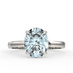 3.50 CTW Sky Blue Topaz Designer Inspired Solitaire Ring 18K White Gold - REF-36A2X - 22086