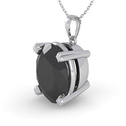 5.0 CTW Oval Black Diamond Designer Necklace 18K White Gold - REF-159K3W - 32370