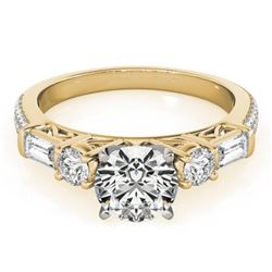 2 CTW Certified VS/SI Diamond Pave Solitaire Ring 18K Yellow Gold - REF-452F2N - 28109