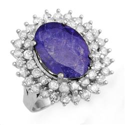 8.78 CTW Tanzanite & Diamond Ring 18K White Gold - REF-401T5M - 13387