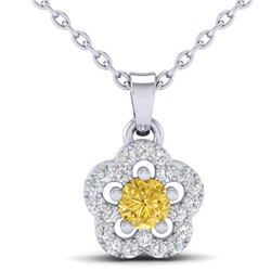 0.33 CTW Citrine & Micro VS/SI Diamond Necklace Moon 10K White Gold - REF-17M3H - 21344