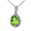Image 1 : 2.05 CTW Peridot & Diamond Pendant 10K White Gold - REF-13X5T - 13775