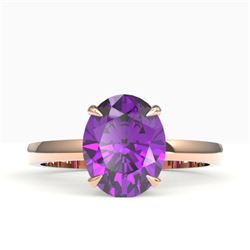 2.50 CTW Amethyst Designer Inspired Solitaire Ring 14K Rose Gold - REF-24Y5K - 22048