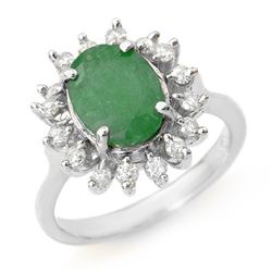 3.10 CTW Emerald & Diamond Ring 10K White Gold - REF-70F2N - 12805