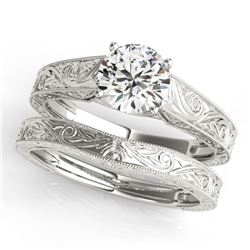 1.5 CTW Certified VS/SI Diamond Solitaire 2Pc Wedding Set 14K White Gold - REF-540X3T - 31871