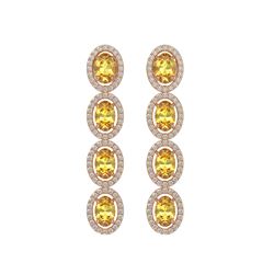 5.4 CTW Fancy Citrine & Diamond Halo Earrings 10K Rose Gold - REF-102K2W - 40545