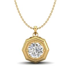0.75 CTW VS/SI Diamond Solitaire Art Deco Necklace 18K Yellow Gold - REF-180X2T - 37099