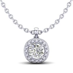 1.1 CTW VS/SI Diamond Solitaire Art Deco Stud Necklace 18K White Gold - REF-218N2Y - 37121