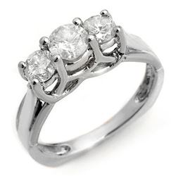 1.35 CTW Certified VS/SI Diamond Ring 18K White Gold - REF-183Y8K - 10153