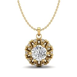 1.2 CTW VS/SI Diamond Art Deco Micro Pave Stud Necklace 18K Yellow Gold - REF-220H2A - 37000
