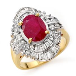 4.58 CTW Ruby & Diamond Ring 14K Yellow Gold - REF-116M9H - 13088