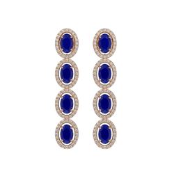 6.47 CTW Sapphire & Diamond Halo Earrings 10K Rose Gold - REF-109N5Y - 40509