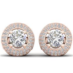 1.75 CTW Certified VS/SI Diamond Art Deco Micro Halo Stud Earrings 14K Rose Gold - REF-207M6H - 3049