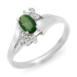 0.62 CTW Emerald & Diamond Ring 18K White Gold - REF-34A5X - 13631