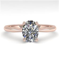 1.01 CTW Oval Cut VS/SI Diamond Engagement Designer Ring 18K Rose Gold - REF-282F6N - 32408
