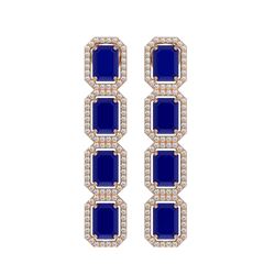 12.33 CTW Sapphire & Diamond Halo Earrings 10K Rose Gold - REF-158Y4K - 41433