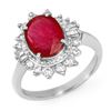 Image 1 : 4.50 CTW Ruby & Diamond Ring 18K White Gold - REF-118F2N - 13223