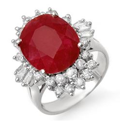 6.30 CTW Ruby & Diamond Ring 14K White Gold - REF-117T3M - 13063
