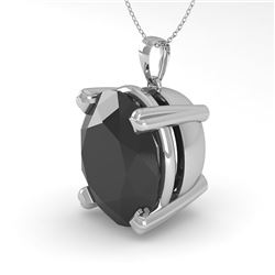 9.0 CTW Oval Black Diamond Designer Necklace 18K White Gold - REF-254Y5K - 32373