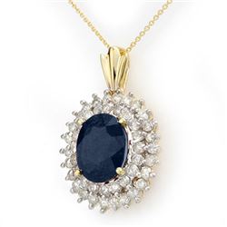 11.20 CTW Blue Sapphire & Diamond Pendant 14K Yellow Gold - REF-205M5H - 12994