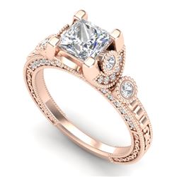 1.75 CTW Princess VS/SI Diamond Art Deco Ring 18K Rose Gold - REF-445T5M - 37149