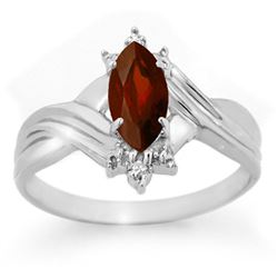 0.51 CTW Garnet & Diamond Ring 10K White Gold - REF-12W8F - 12354