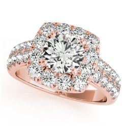 2.5 CTW Certified VS/SI Diamond Solitaire Halo Ring 18K Rose Gold - REF-581A3X - 26447