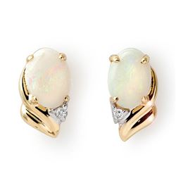 1.03 CTW Opal & Diamond Earrings 10K Yellow Gold - REF-14W5F - 12881