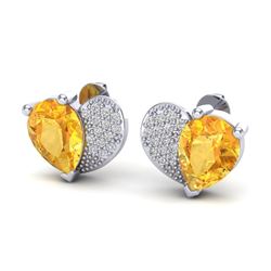 2.50 CTW Citrine & Micro Pave VS/SI Diamond Earrings 10K White Gold - REF-30H2A - 20070