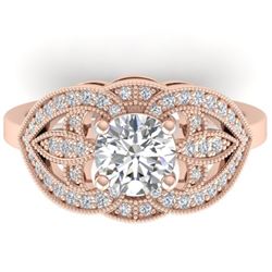 1.5 CTW Certified VS/SI Diamond Art Deco Micro Ring 14K Rose Gold - REF-376Y2K - 30511