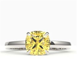 1.50 CTW Cushion Cut Citrine Designer Engagement Ring 18K White Gold - REF-27M3H - 22138
