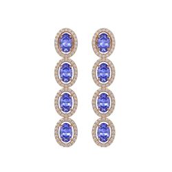 6.09 CTW Tanzanite & Diamond Halo Earrings 10K Rose Gold - REF-122N2Y - 40512