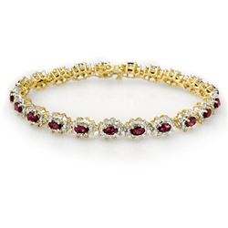 10.80 CTW Ruby & Diamond Bracelet 14K Yellow Gold - REF-345X5T - 13167