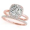 Image 1 : 1.1 CTW Certified VS/SI Cushion Diamond 2Pc Set Solitaire Halo 14K Rose Gold - REF-228W9F - 31410