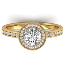 1.65 CTW Certified VS/SI Diamond Solitaire Micro Halo Ring 14K Yellow Gold - REF-228W5F - 30431