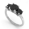 Image 2 : 2 CTW Black Diamond Past Present Future Designer Ring 18K White Gold - REF-91A8X - 32466