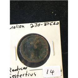 270-275 ROMAN REDUCED SESTERTIUS! AURELIAN!