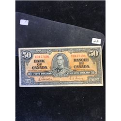 1937 BANK OF CANADA $50 NOTE!