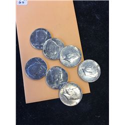 1964 KENNDEDY HALF DOLLARS LOT OF 7 COINS!