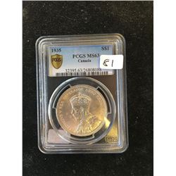 1935 CANADA SILVER DOLLAR!PCGS MS-63